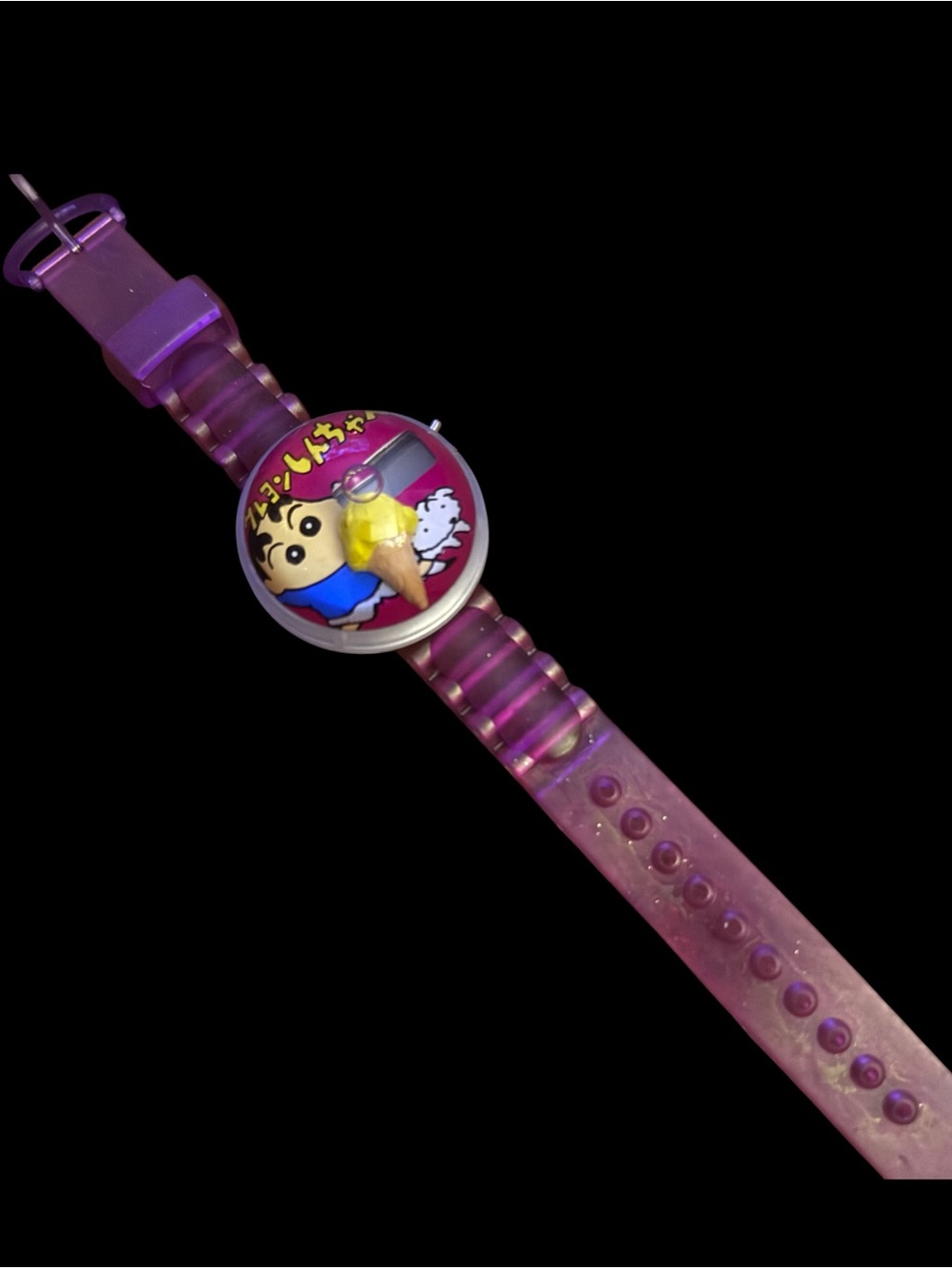 Vintage kids purple Crayon Shin-Chan bubble digital watch